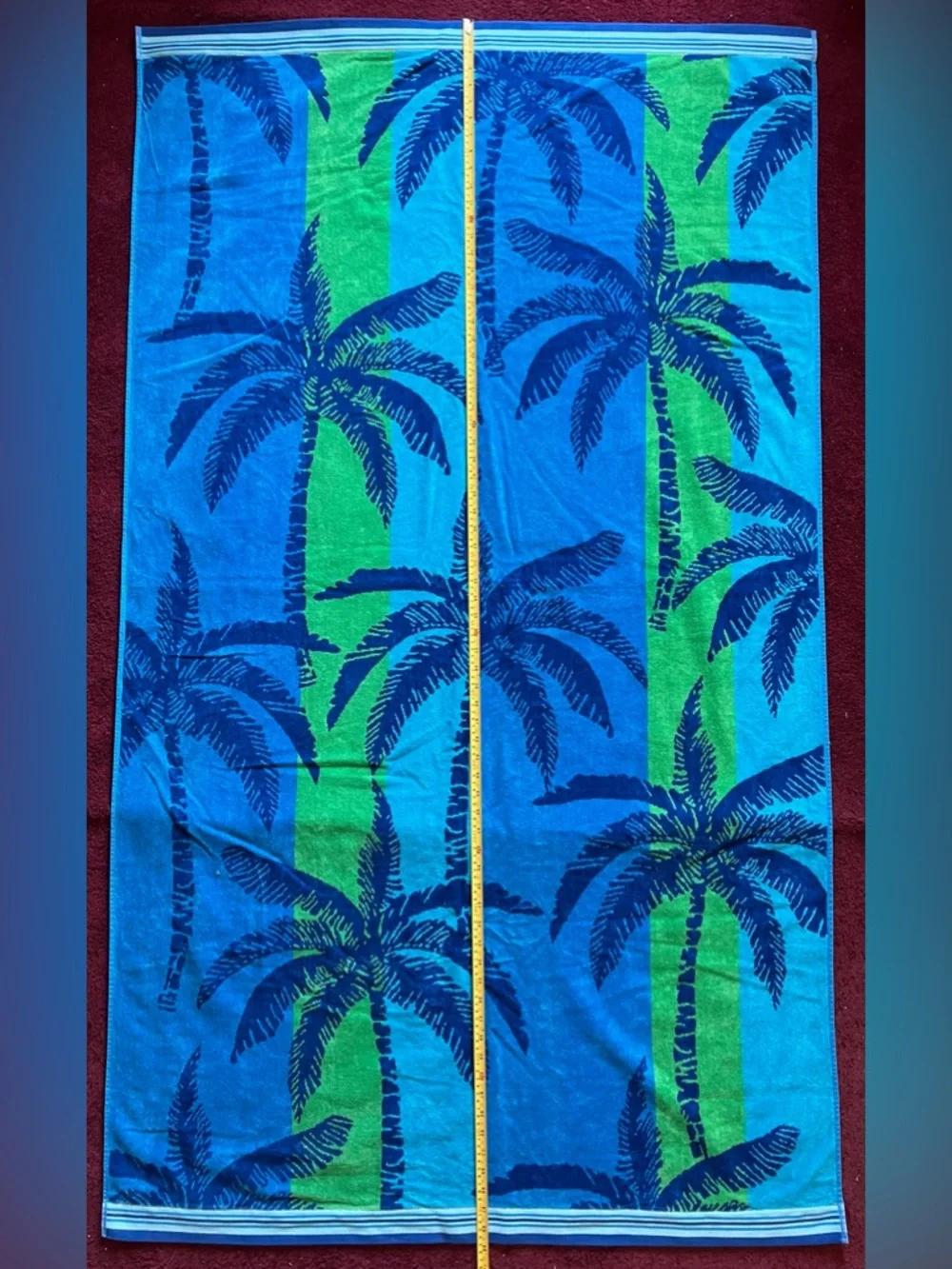 Blue and Green Palm Tree Beach Towel